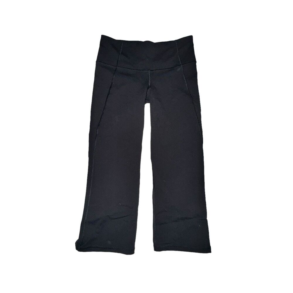 Lululemon Gather & Crown Crop Women's Size 6 Black Luon Mid Rise Split Hem